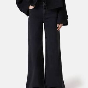 CLOSED Glow Up Wide Leg Jeans Black Size 25/30 High Rise Italy whimsigothic Y2K